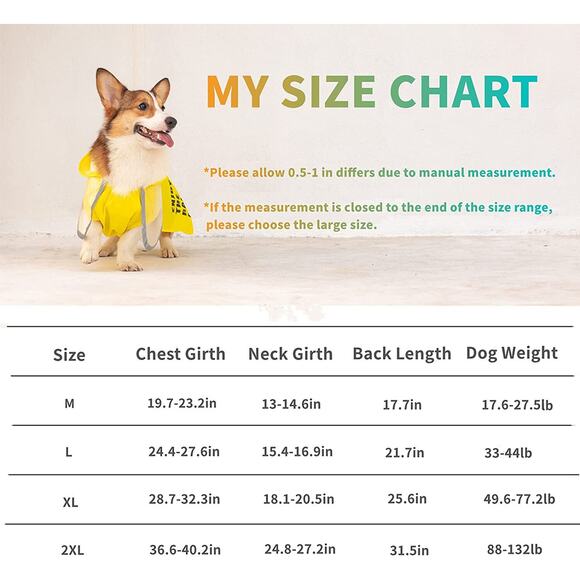 Waterproof Pet Dog Rain Coat Reflective Coat Vest Jacket Hooded Raincoat Clothes - Picture 11 of 11